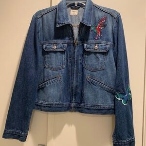 Vintage Gap Embroidered Denim Jacket. sz LP. EUC.  Like new from 90's